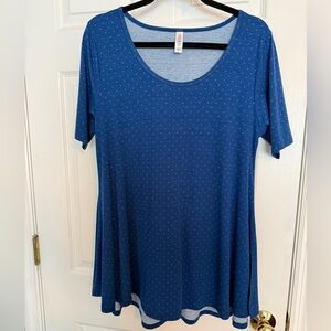 LuLaRoe Blue Dotted Short Sleeve Top
